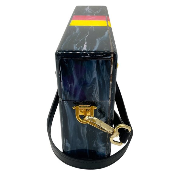 Edie Parker Navy Multi Small Trunk Vintage Stripe Acrylic Clutch - Picture 2 of 16